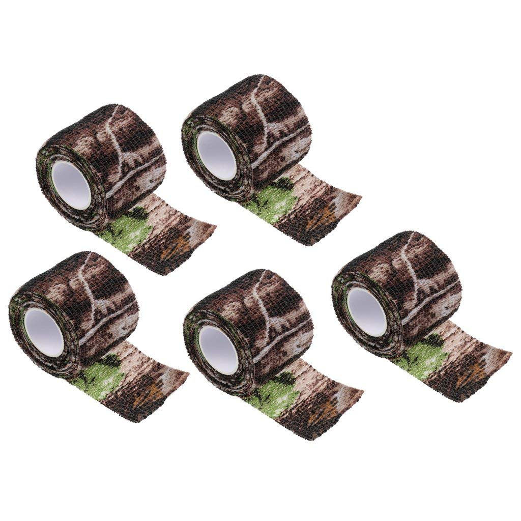 5-Pack Camouflage Tape for Hunting & Paintball - 5cm x 2.2m Stealth Wrap - Outdoor Gear for Tree Stands, Guns, Bows & Equipment - Waterproof Camo Tape for Tactical Use & Wildlife Photography