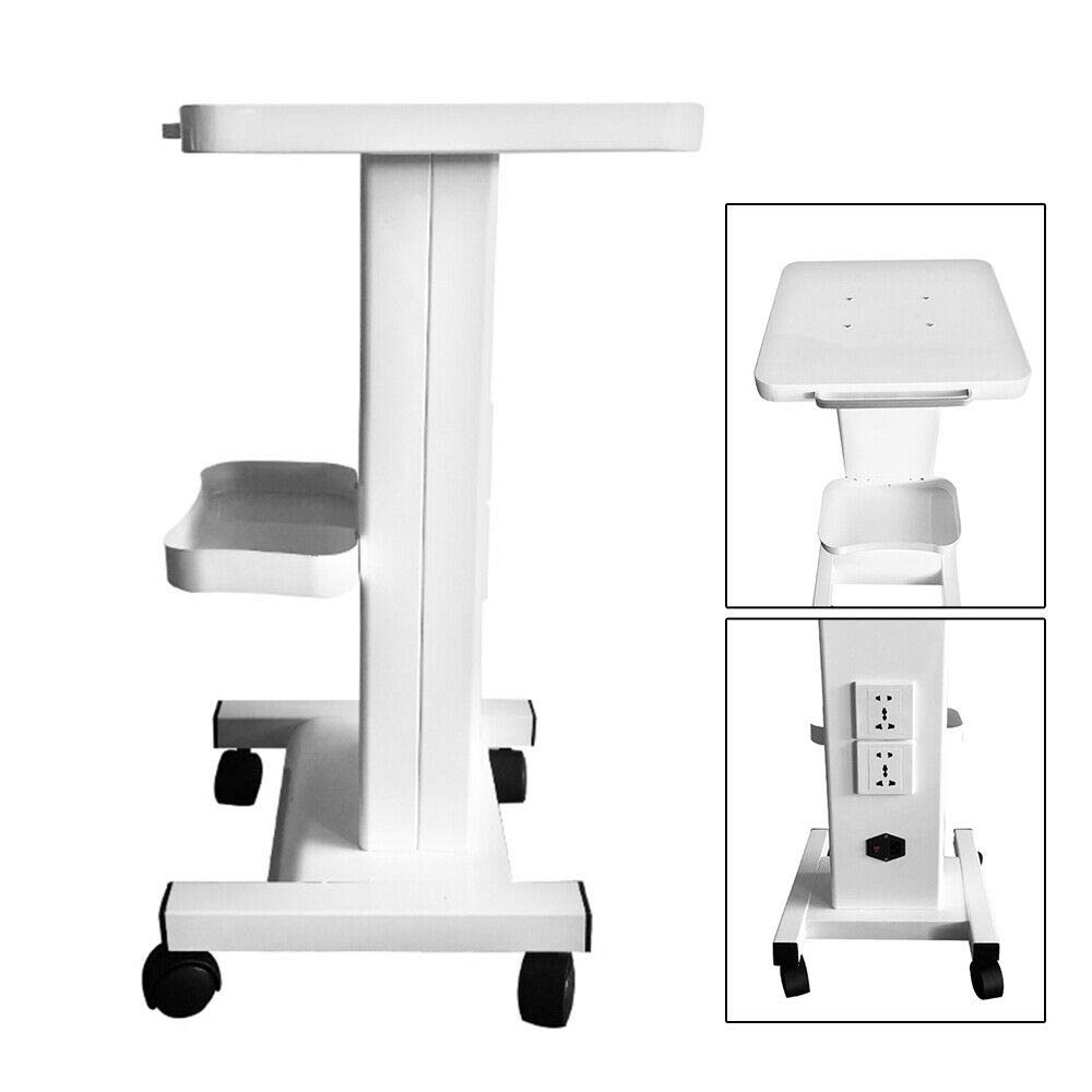 Professional Salon Trolley Stand with 4 Wheels & Socket - White Esthetician Cart for Beauty, Hairdressing & Spa (110V) | Perfect for Salon Styling, Waxing Services & Mobile Beauty Professionals