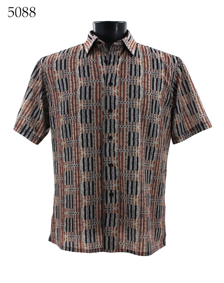 Bassiri Men's Short Sleeve Casual Shirt 5088 - Breathable Cotton Button Down Shirt for Business, Office, and Summer Outdoor Wear