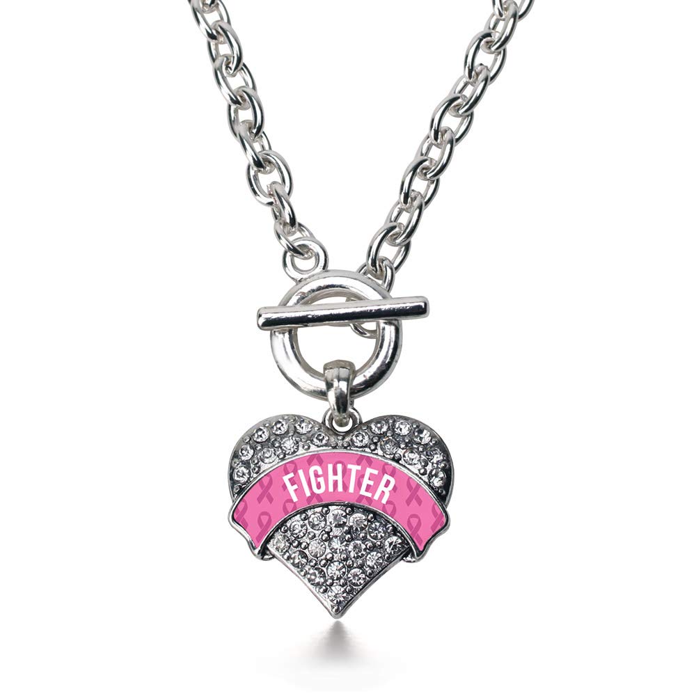 Inspired Silver - 18 Inch Sterling Silver Pave Heart Charm Necklace with Cubic Zirconia | Elegant Jewelry Gift for Women | Perfect for Valentine's Day, Anniversary & Special Occasions