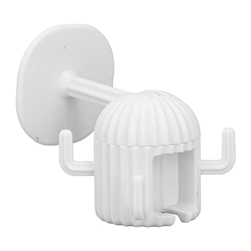 Rotating Waterproof Wall Hooks - Heavy Duty No Drill Cactus Hooks for Bathroom & Living Room - Perfect for Hanging Towels, Robes, and Decor (White)