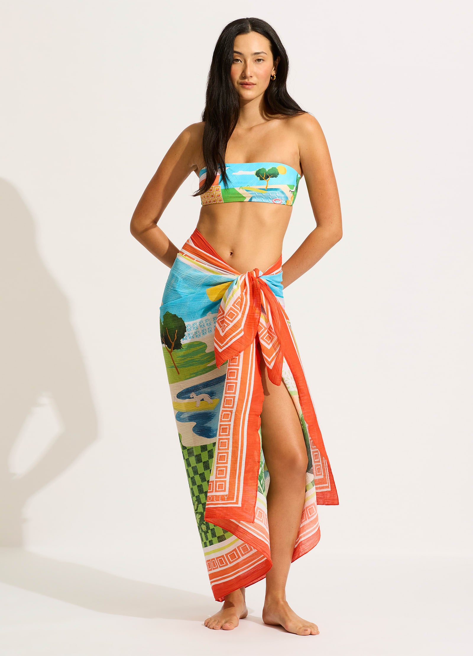 Turquoise Sunset Sarong - Stylish Beach Wrap for Women, Perfect for Poolside, Vacation & Summer Outfits