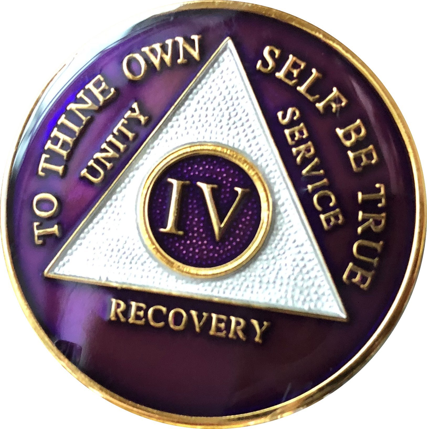 4 Year AA Medallion - Metallic Purple Tri-Plate Gold Plated Chip for Collectors, Gifts & Jewelry Making | Commemorative Keepsake for Special Occasions