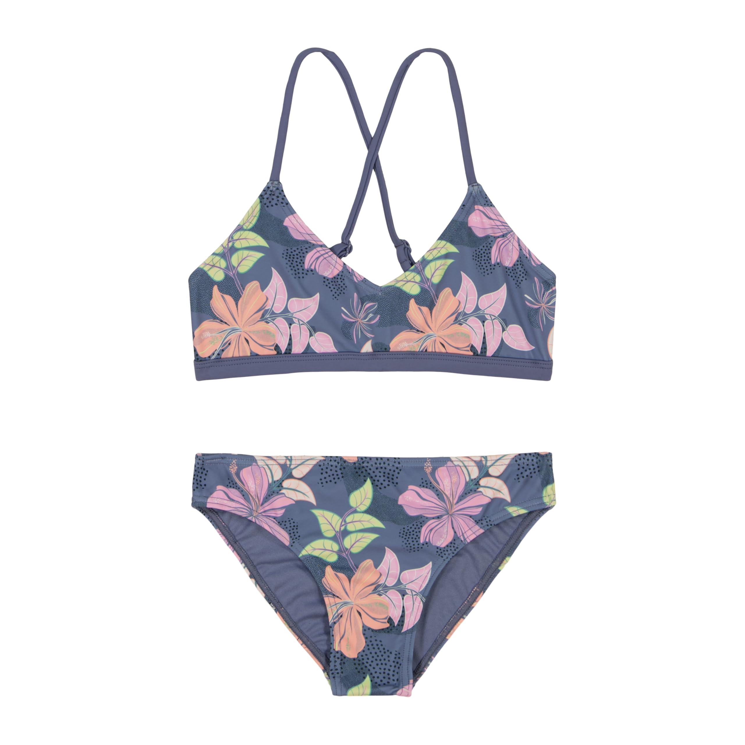 Roxy Girls' Two-Piece Swimsuit Set - Cute & Comfortable Swimwear for Teens, Beach & Pool Party, Summer Vacation Outfits