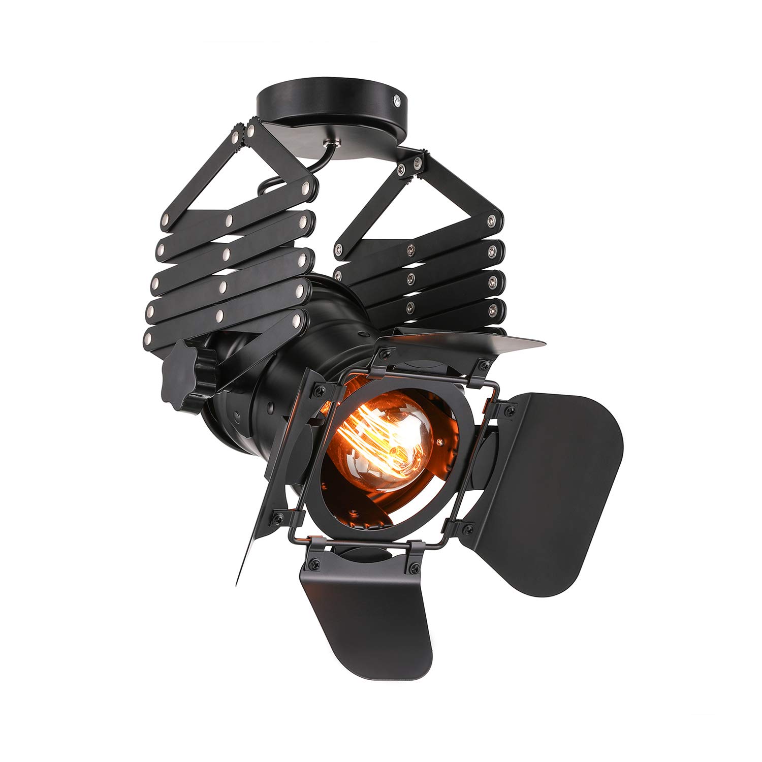 LITFAD Industrial Track Light - Adjustable Black LED Ceiling Spotlight for Restaurants, Clothing Stores & Clubs | Modern Greek Scissor Design, Close-to-Ceiling Lighting | Perfect for Retail Displays, Boutique Lighting & Commercial Spaces