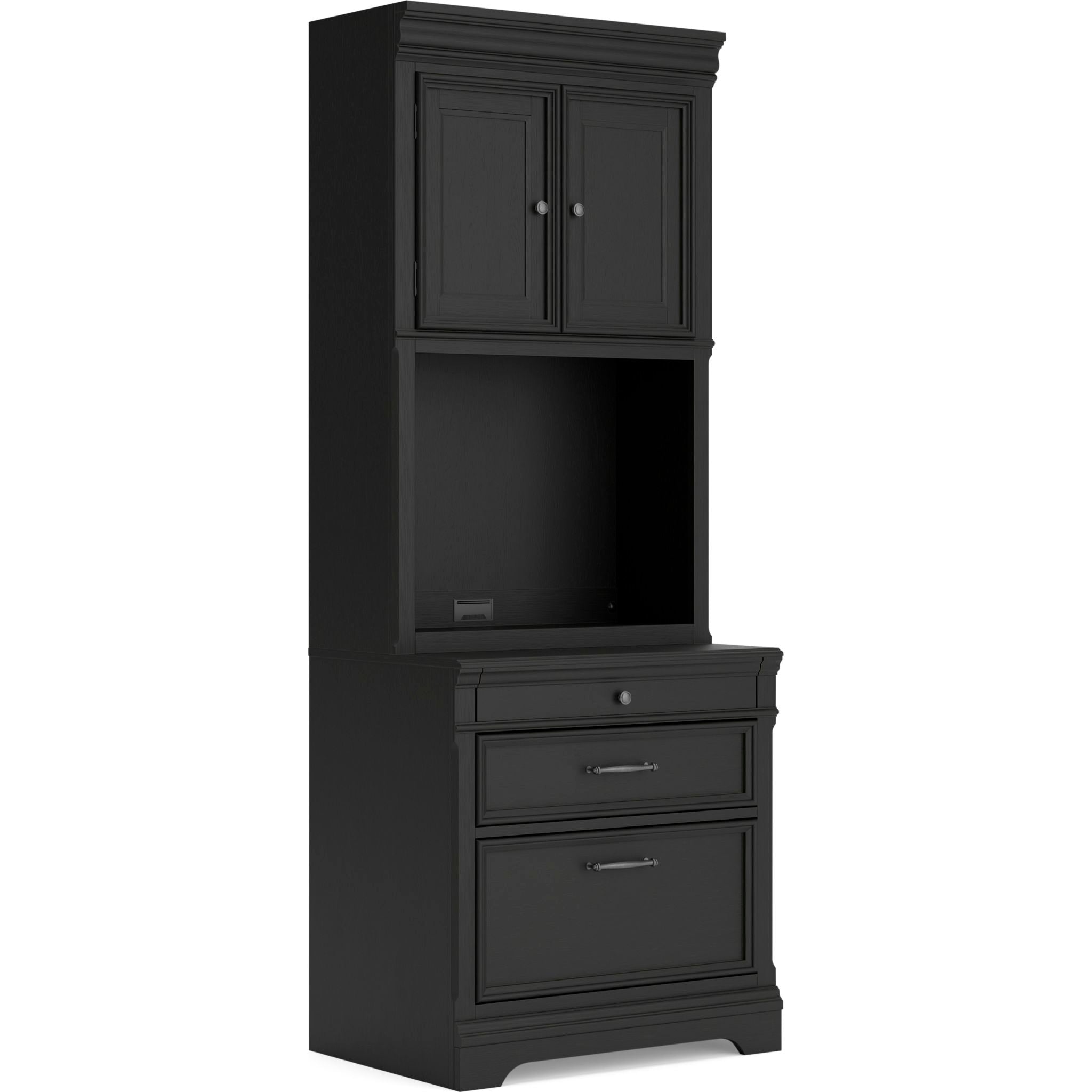 Beckincreek Black Bookcase - Modern Wooden Bookshelf for Living Room, Bedroom, Office Storage & Organization