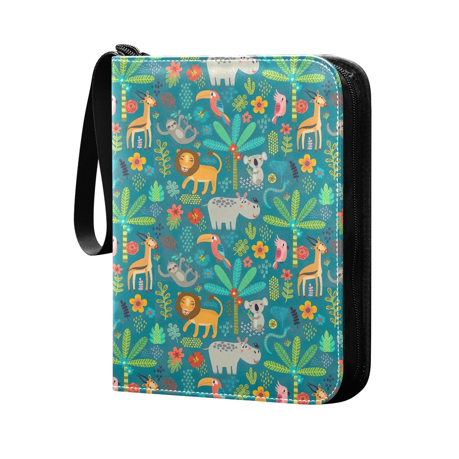 Jungle Animals 3-Ring Trading Card Binder - Holds 400 Sports & Game Cards - Durable Collector's Album for Pokemon, MTG, Baseball Cards - Perfect for Organizing & Protecting Valuable Collections at Home, School or Tournaments