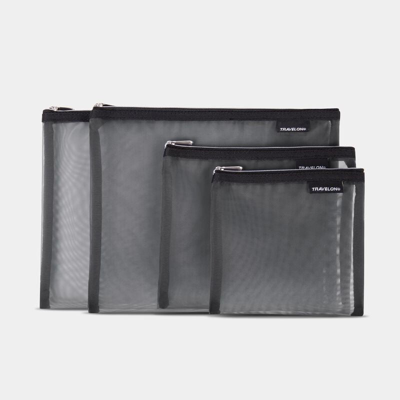 Travelon Set of 4 Mesh Pouches - Lightweight Organizer Bags for Travel, Toiletries & Cosmetics | Perfect for Camping, Gym & Daily Organization