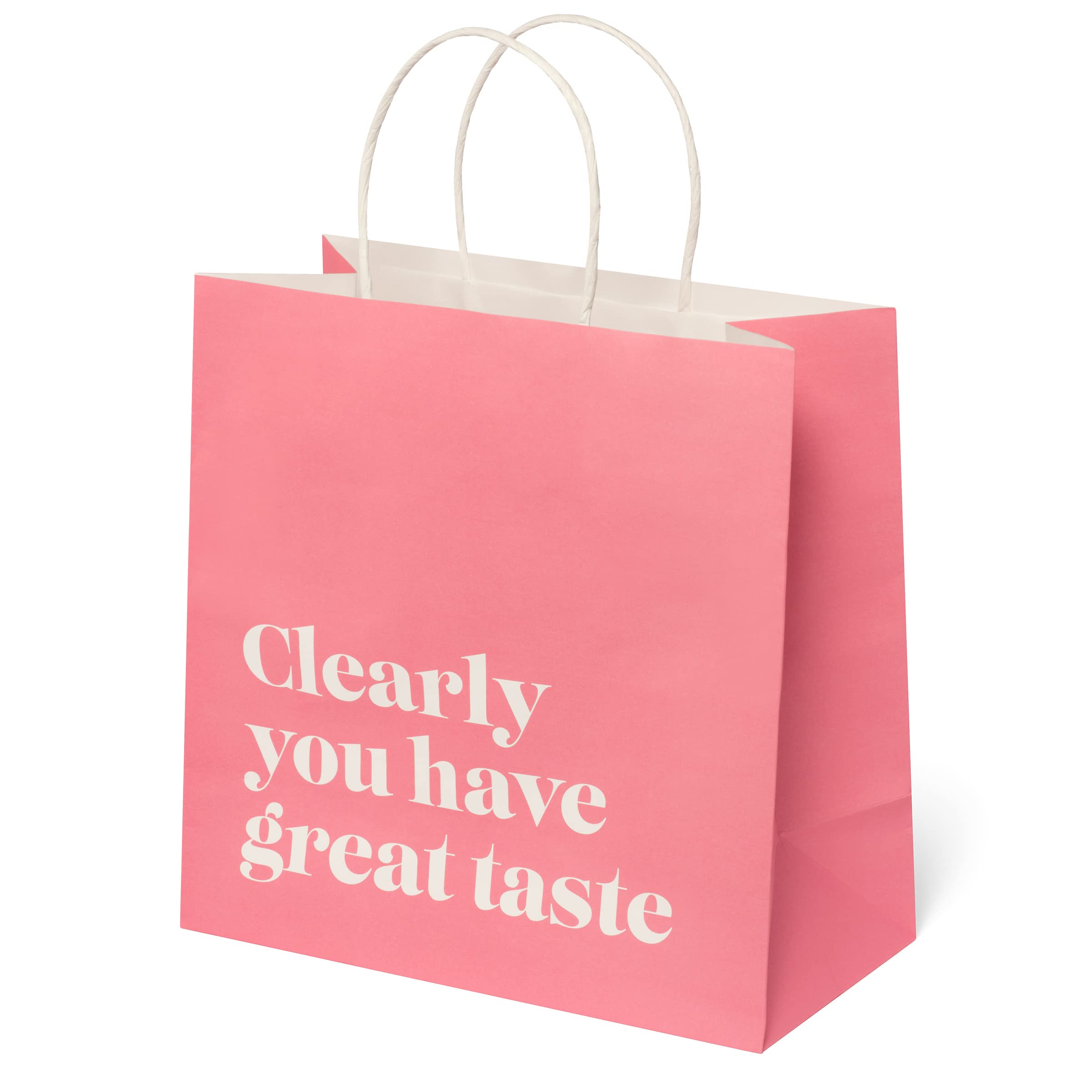 24 Pack Pink Gift Bags 10x5x10 Inches - Premium Retail Shopping Bags with 