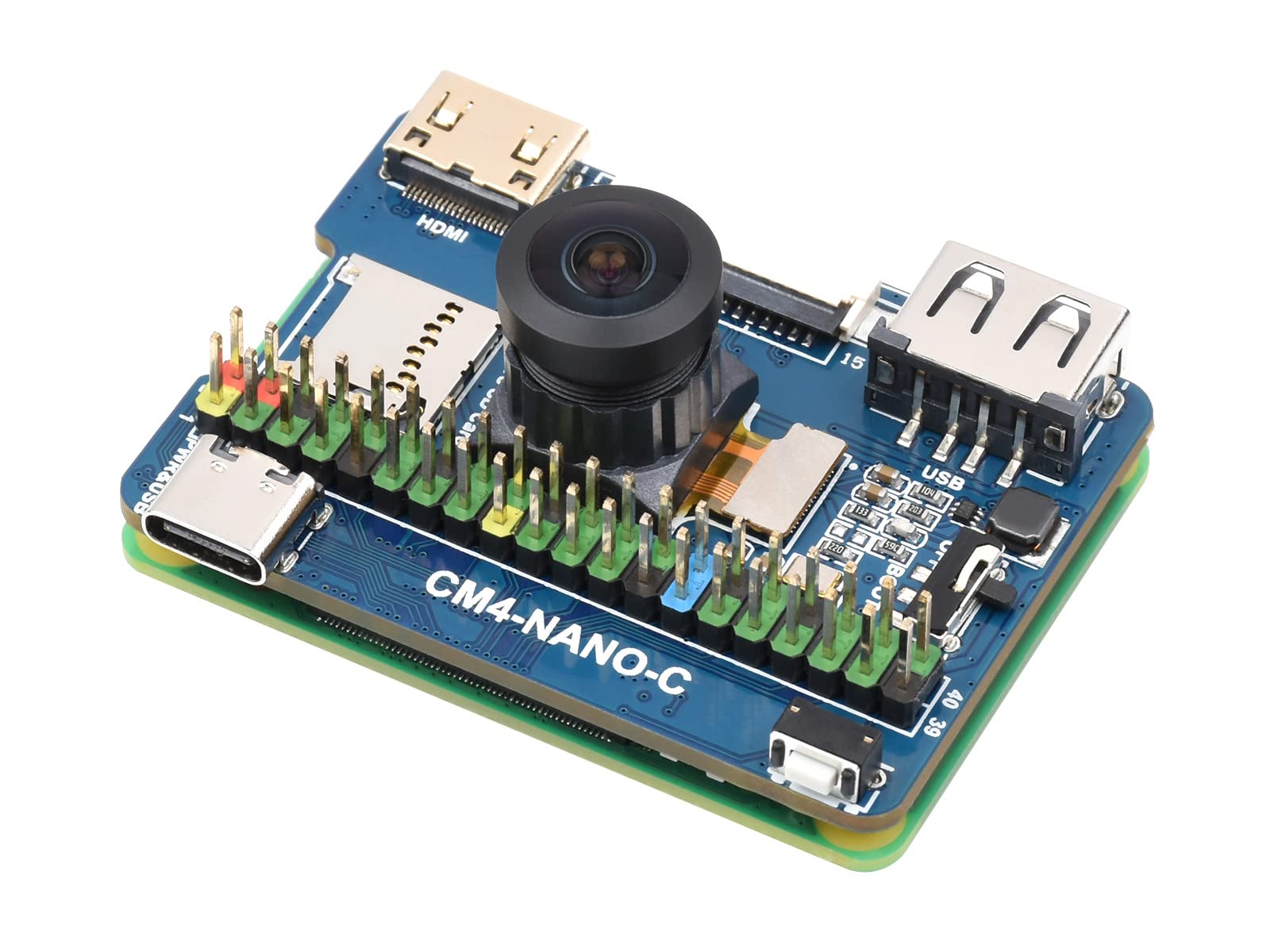 Raspberry Pi Compute Module 4 Nano Base Board - Compatible with CM4 Lite/eMMC, Onboard 8MP Camera, 40PIN GPIO, USB 2.0 Type A & MIPI DSI Port | Perfect for IoT Projects, Robotics & Embedded Systems Development