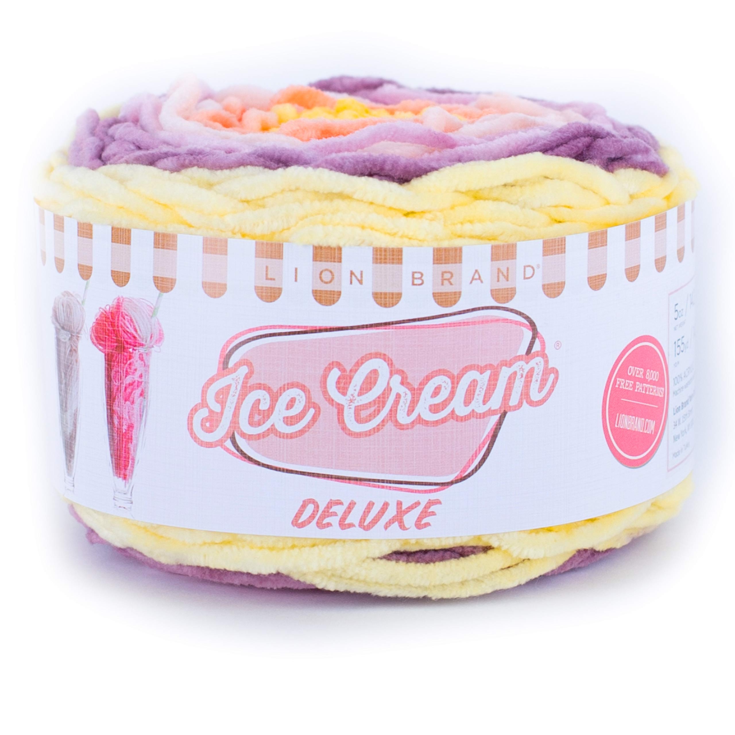 Lion Brand Yarn Ice Cream Deluxe - Soft & Chunky Cherry Grove Yarn for Knitting & Crocheting - Perfect for Scarves, Blankets & DIY Crafts