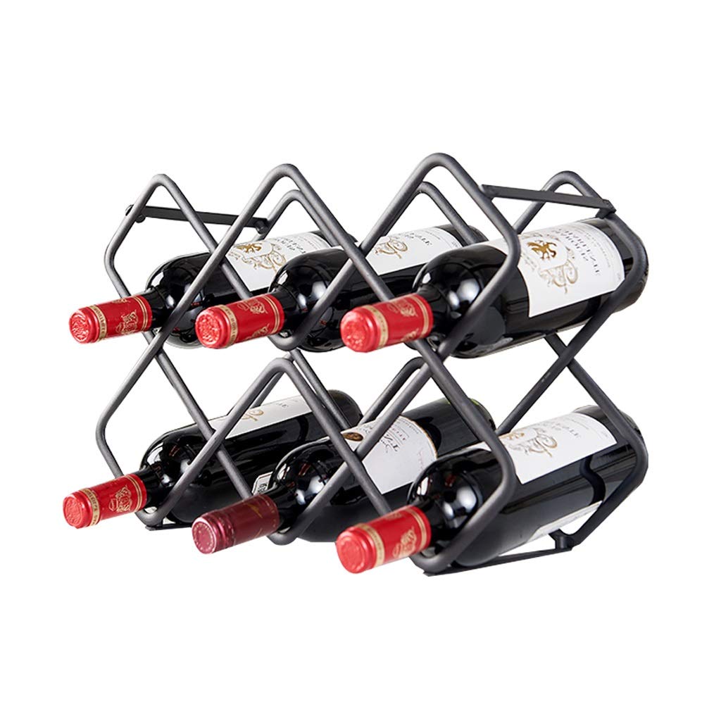 Metal Wine Rack - Freestanding Countertop Wine Shelf Storage Organizer for Kitchen, Bar & Home Decor (Black) | Space-Saving Wine Cabinet & Locker for Kitchen Counter, Dining Room & Party Serving