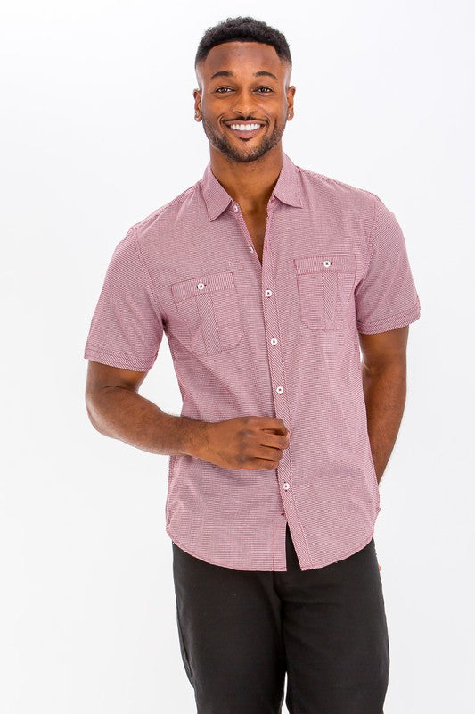 Men's Short Sleeve Button Down Shirt - Casual Slim Fit Breathable Dress Shirt for Work, Office & Summer Outings