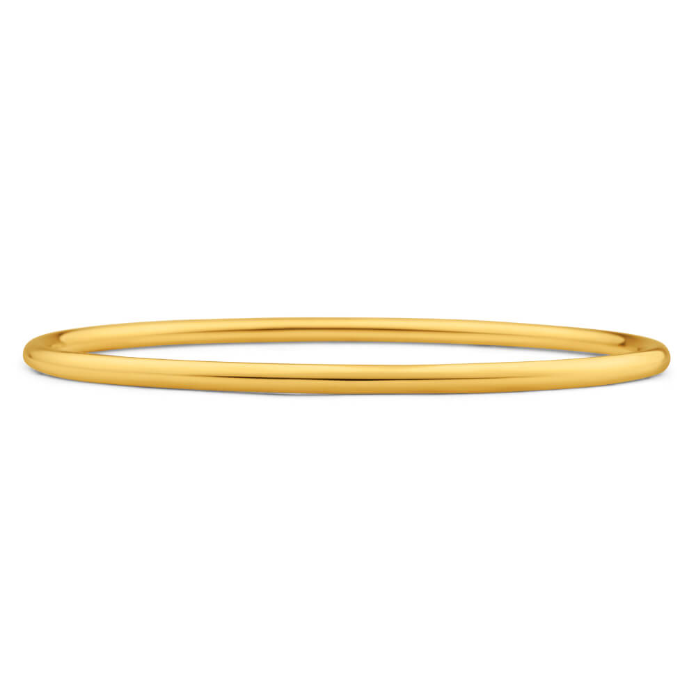 9ct Gold Silver Filled 65mm Bangle Bracelet - 3mm Thick Yellow Gold Plated Jewelry for Women, Gift for Her, Party & Wedding Accessories