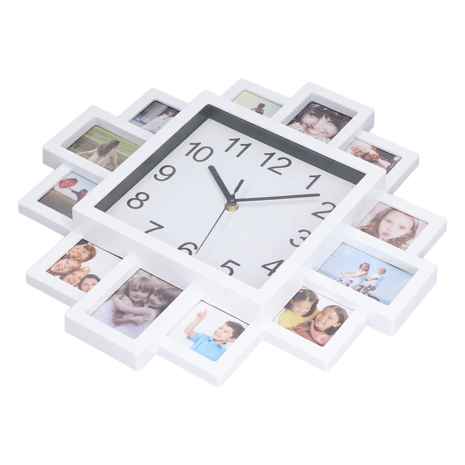 Lazmin112 15.35 Inch White Digital Photo Frame Wall Clock - Electronic Wall Mounted Multi Picture Display Clock for Home & Office Decor | Perfect for Living Room, Bedroom, Kitchen & Gift Giving