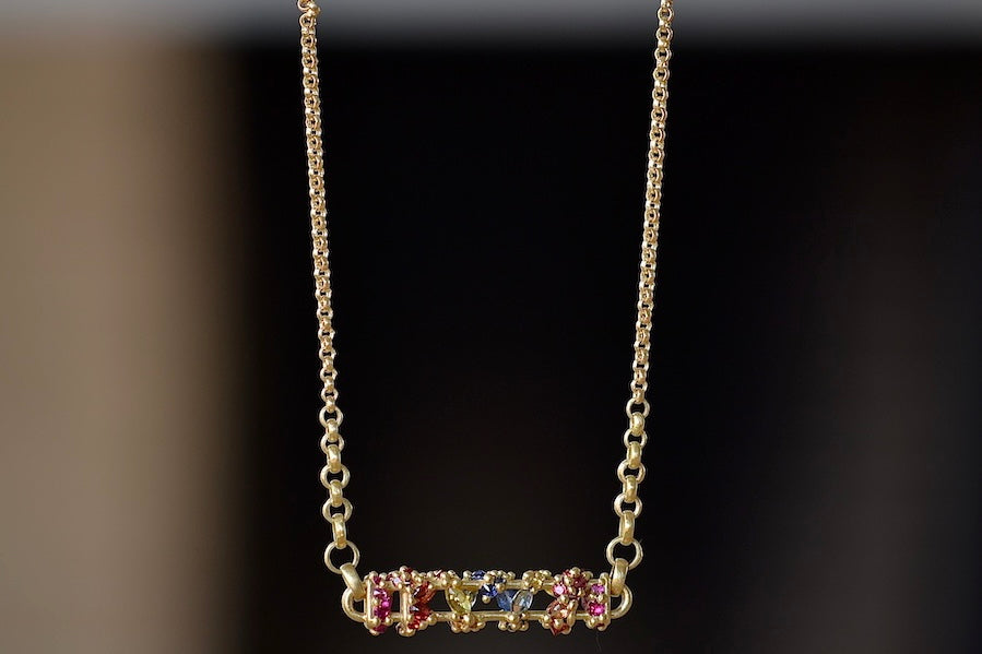 Rainbow Horizontal Fontaine Bar Necklace - Elegant Layering Jewelry for Women | Perfect for Everyday Wear, Date Nights & Special Occasions