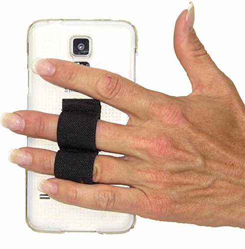 2-Loop Phone Grip Holder - Small & Compact - Black - Perfect for One-Handed Use While Driving, Shopping, or Taking Selfies