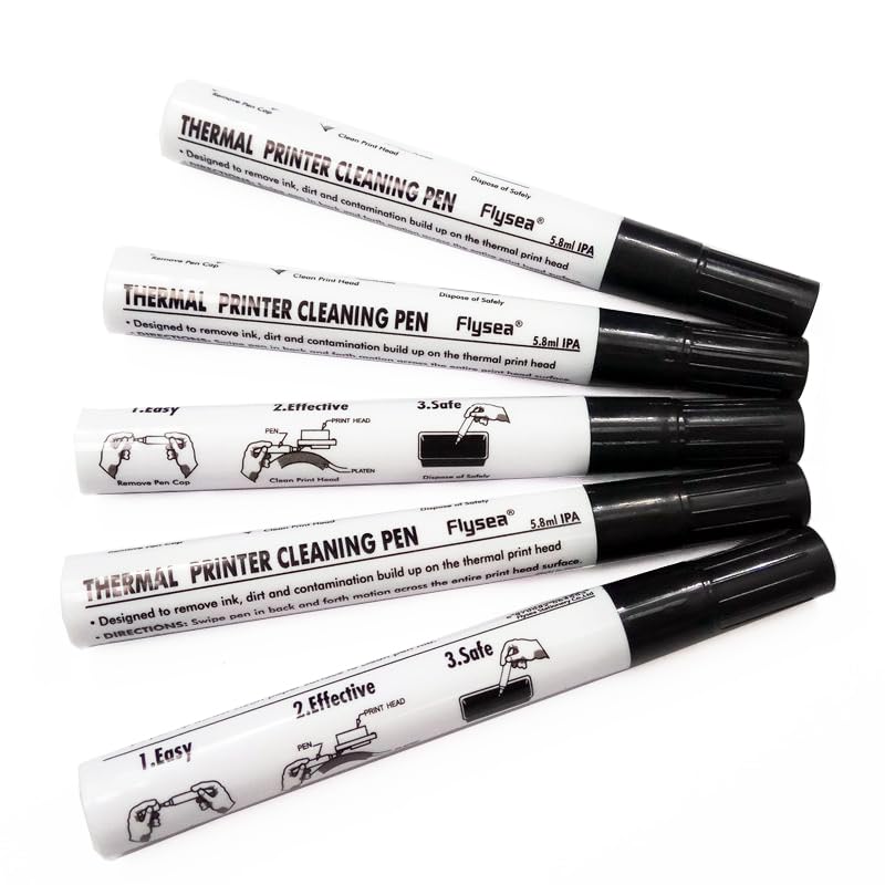 OhMill 5-Pack Thermal Printer Cleaning Pen Kit - Printer Head Cleaner for POS, ATM, Barcode & Label Printers - Essential Maintenance Tool for Office & Retail Use