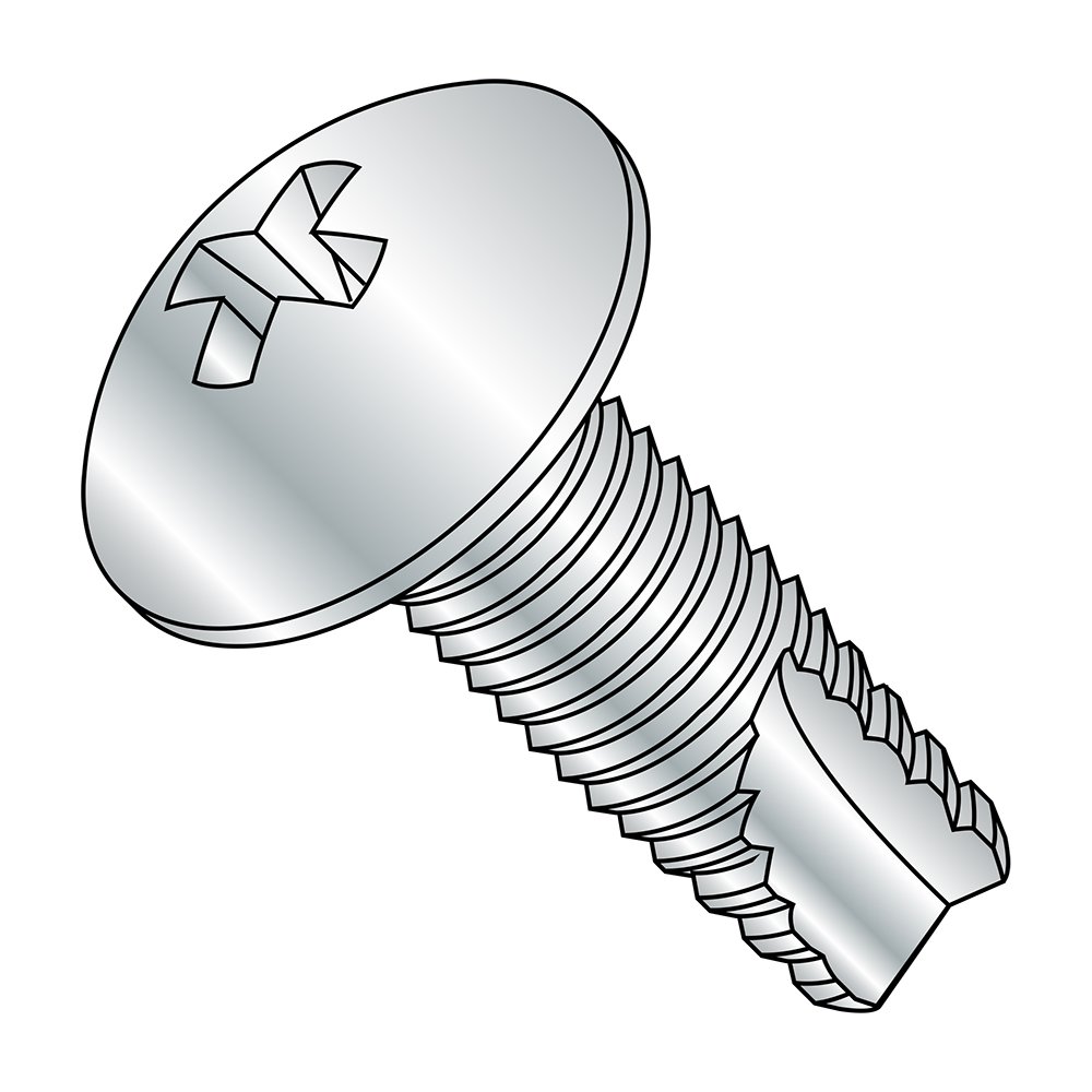Small Parts 06063PT #6-32 Thread Cutting Screw, Zinc Plated Steel, Truss Head Phillips Drive Type 23, 3/8