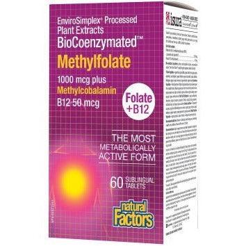 Natural Factors BioCoenzymated Methylfolate 60 Tablets - Premium Active Folate Supplement for Heart, Brain & Pregnancy Health - Supports Mood, Energy & Cellular Function