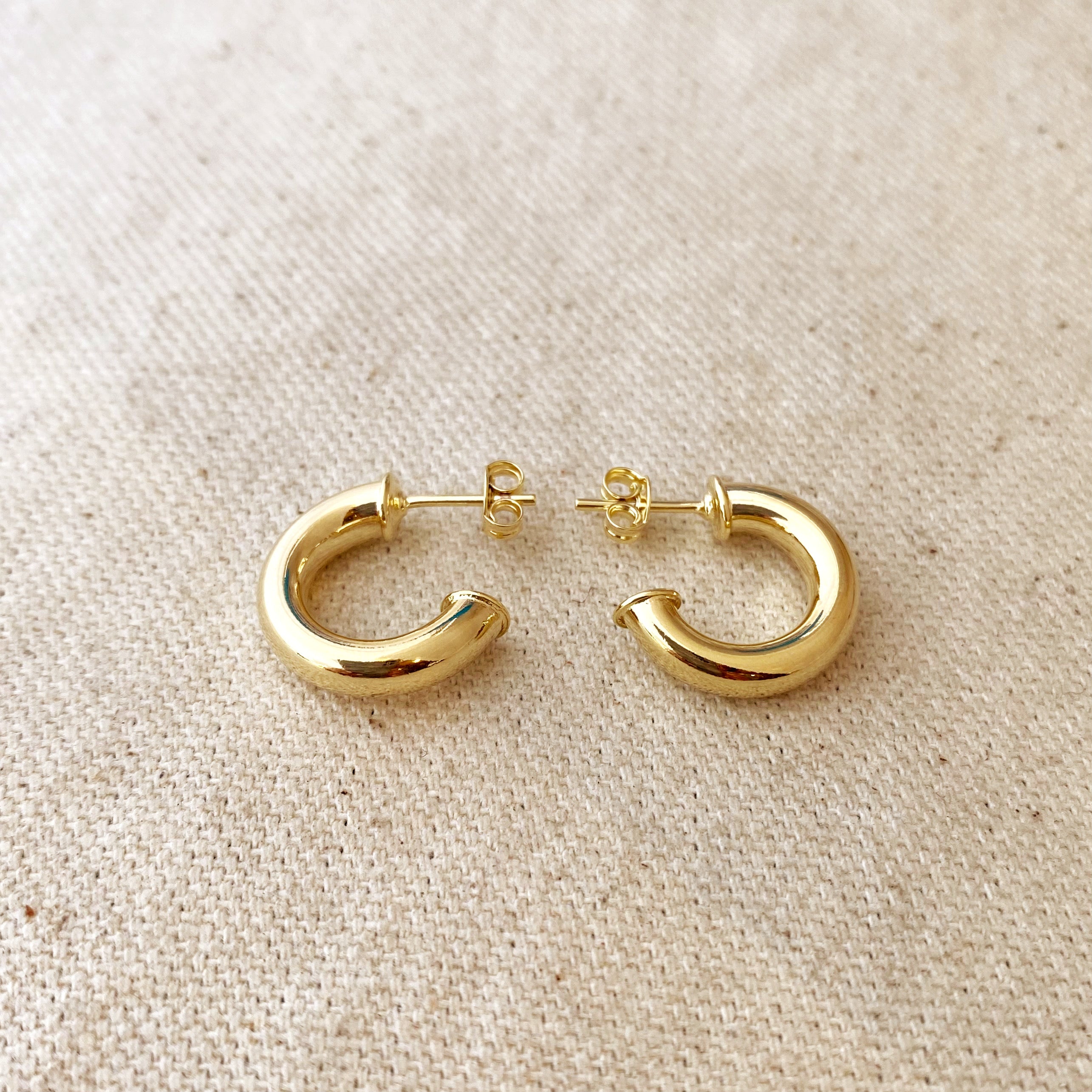 18K Gold Filled Mini Chubby C Hoop Earrings for Women - Dainty & Hypoallergenic Small Huggie Hoops - Perfect for Everyday Wear, Work & Special Occasions