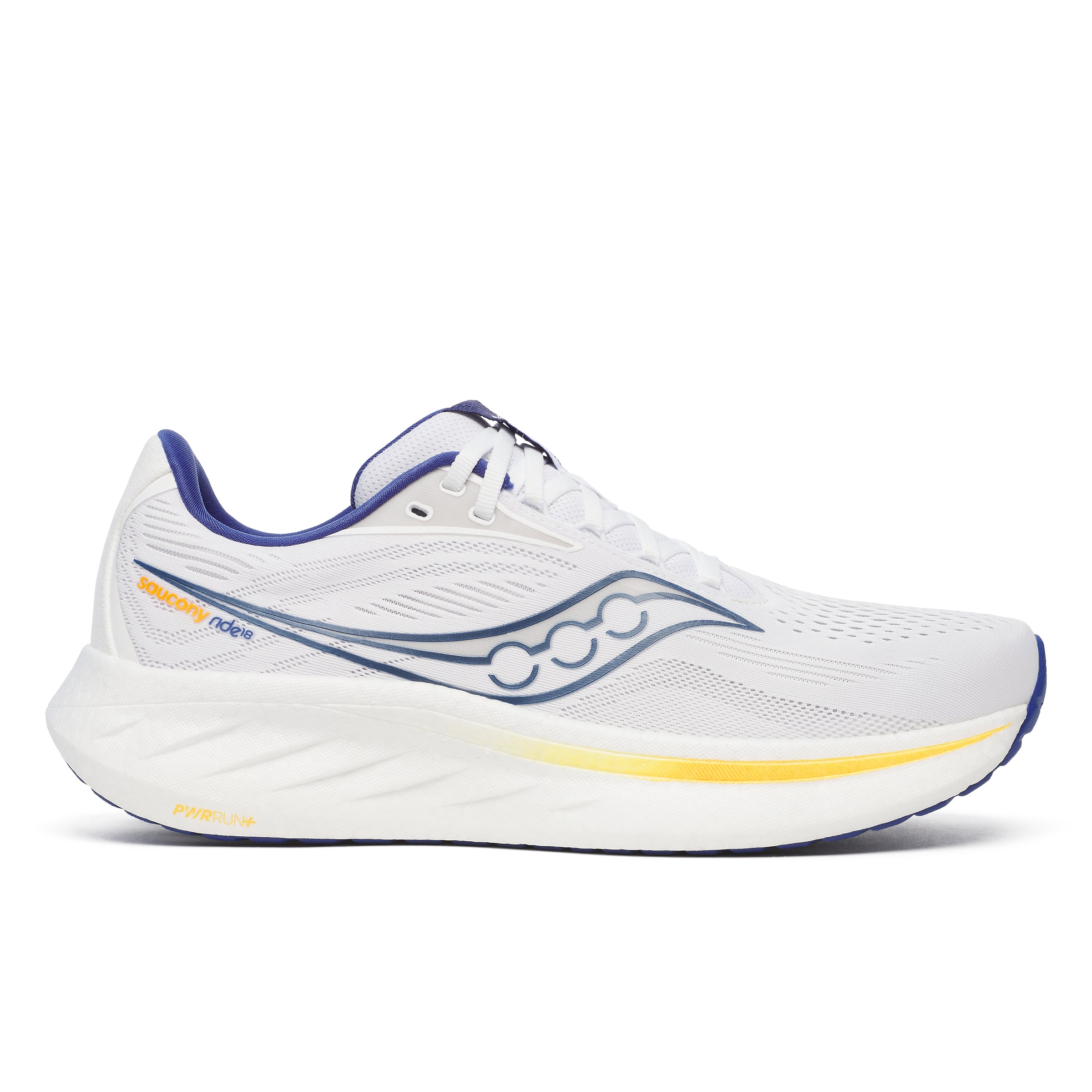 Men's Ride 18 Running Shoes - White/Azurite Colorway - Lightweight Cushioned Sneakers for Men | Perfect for Jogging, Gym Workouts & Daily Wear