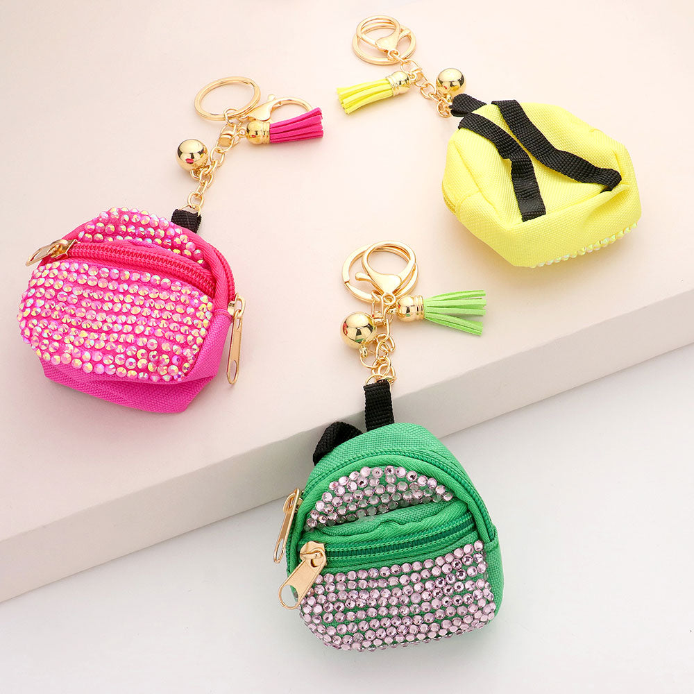 Sparkling Rhinestone Studded Backpack Keychains - Fashion Bling Accessories for Bags, Purses & Keys (K0203) | Perfect Gift for Teens & Party Favors