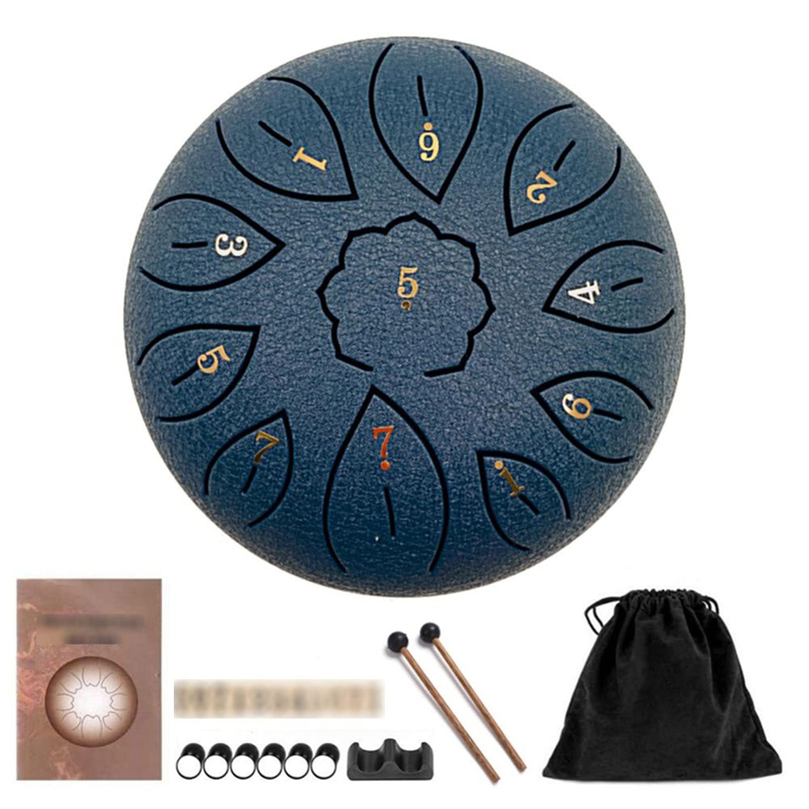 6 Inch 11 Tune Steel Tongue Drum with 8 Tune Hand Pan Drum Set - Includes Drumsticks, Finger Cots & Carry Bag - Premium Percussion Instrument for Meditation, Yoga & Music Therapy (Color: H)