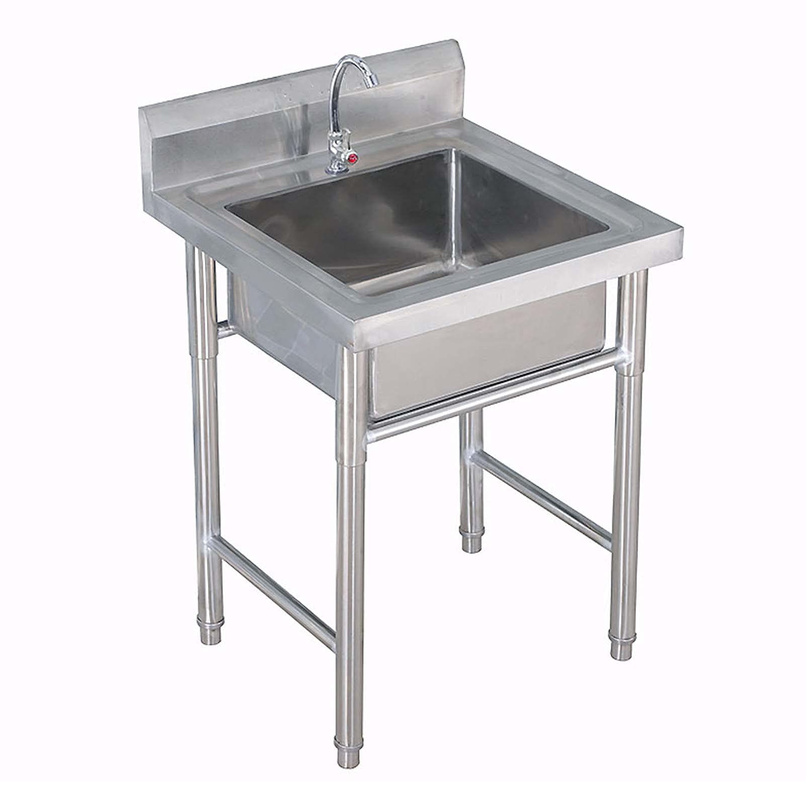 Commercial Hand Sink with Adjustable Feet & Faucet - 1mm Thick for Restaurants & Laundry Rooms