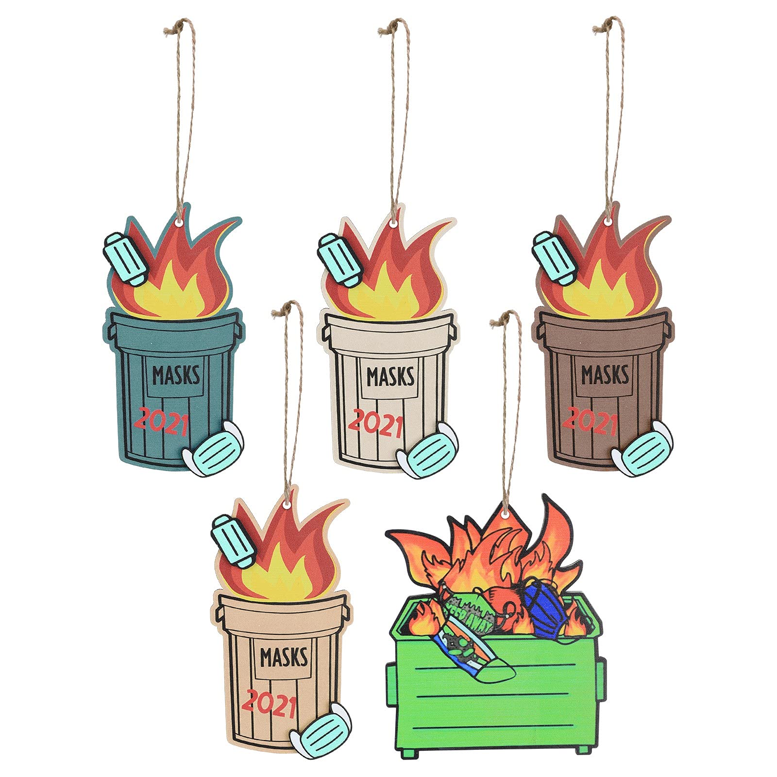 2023 Personalized Funny Christmas Ornaments Set - 5PCS Wooden Tree Pendants & Dumpster Fire Decor for Holiday Home & Party Decorations | Perfect for Xmas Tree, Gift Exchange & Festive Housewarming