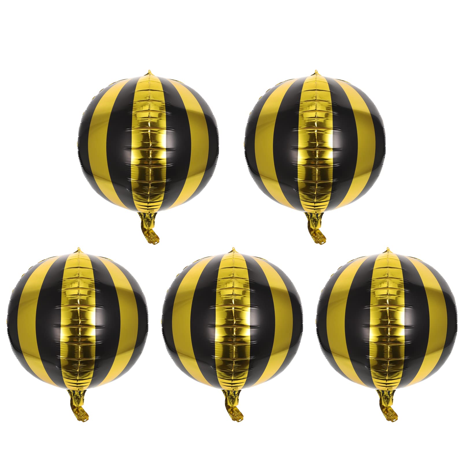 Jojofuny 5pcs Large Disco Balloons - Round Striped Metallic Aluminum Foil Helium Balloons for Birthday, Wedding, Party Decorations - Perfect for Dance Floors, Photo Backdrops & Celebration Events