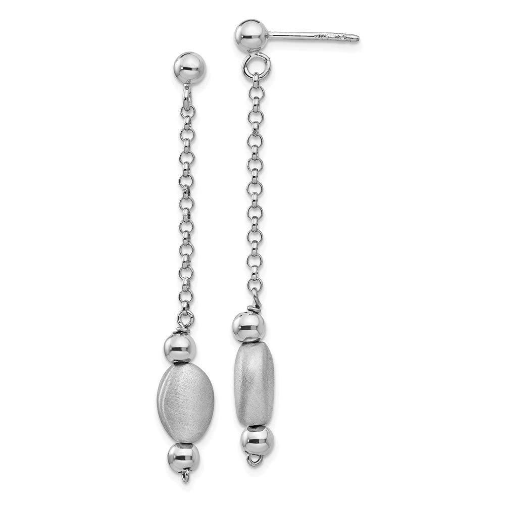 Sterling Silver Rhodium-Plated Polished & Satin Dangle Earrings for Women | Diamond2Deal Fine Jewelry | Perfect for Parties, Weddings & Special Occasions