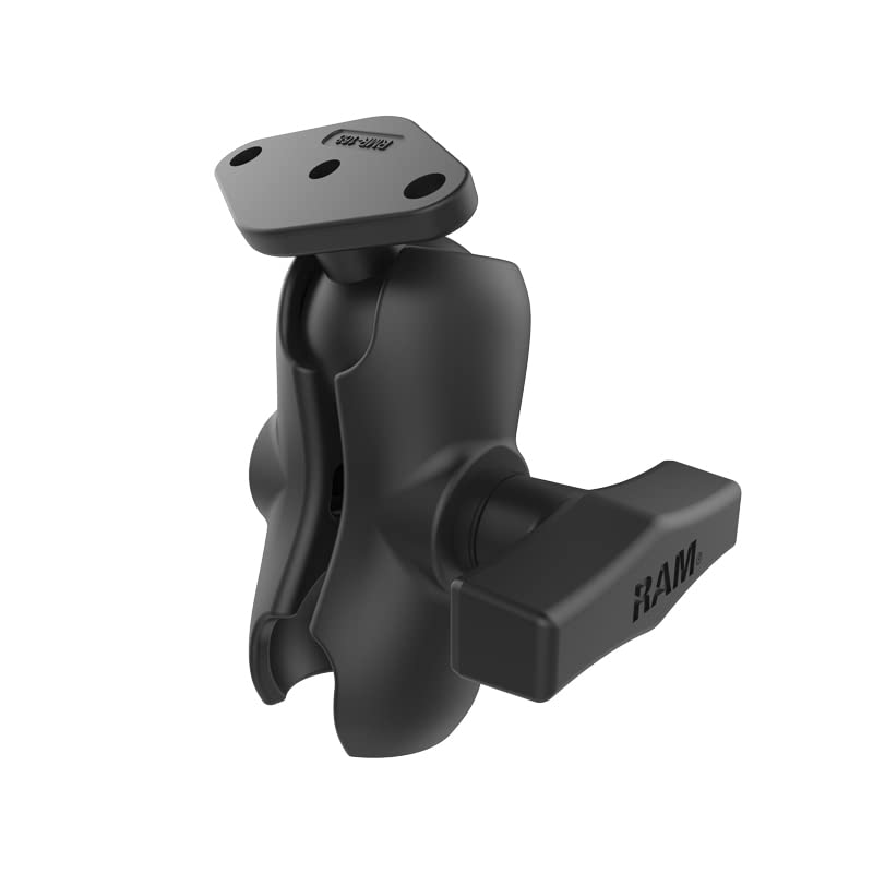 RAM Mounts RAM-238 Diamond Base with Short ARM Double Socket Arm - Lightweight 317g Mount for Motorcycles, Bikes & ATVs