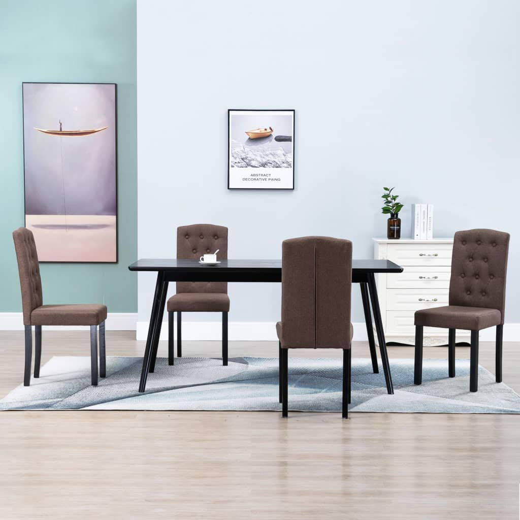 Dining Chairs Set of 4 - Comfortable Brown Fabric Kitchen Chairs for Dining Room, Living Room, Bedroom, Restaurant - Perfect for Home & Commercial Use
