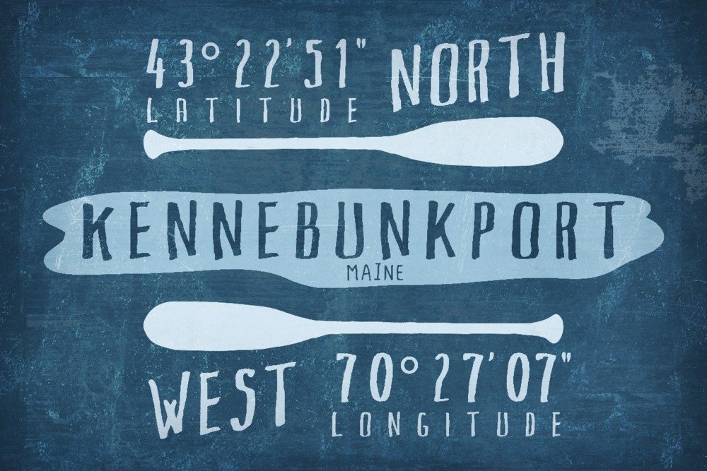 12x18 Gallery Quality Metal Art - Kennebunkport Maine Lake Essentials with Latitude & Longitude Coordinates - Aluminum Wall Decor for Home, Office, or Cabin