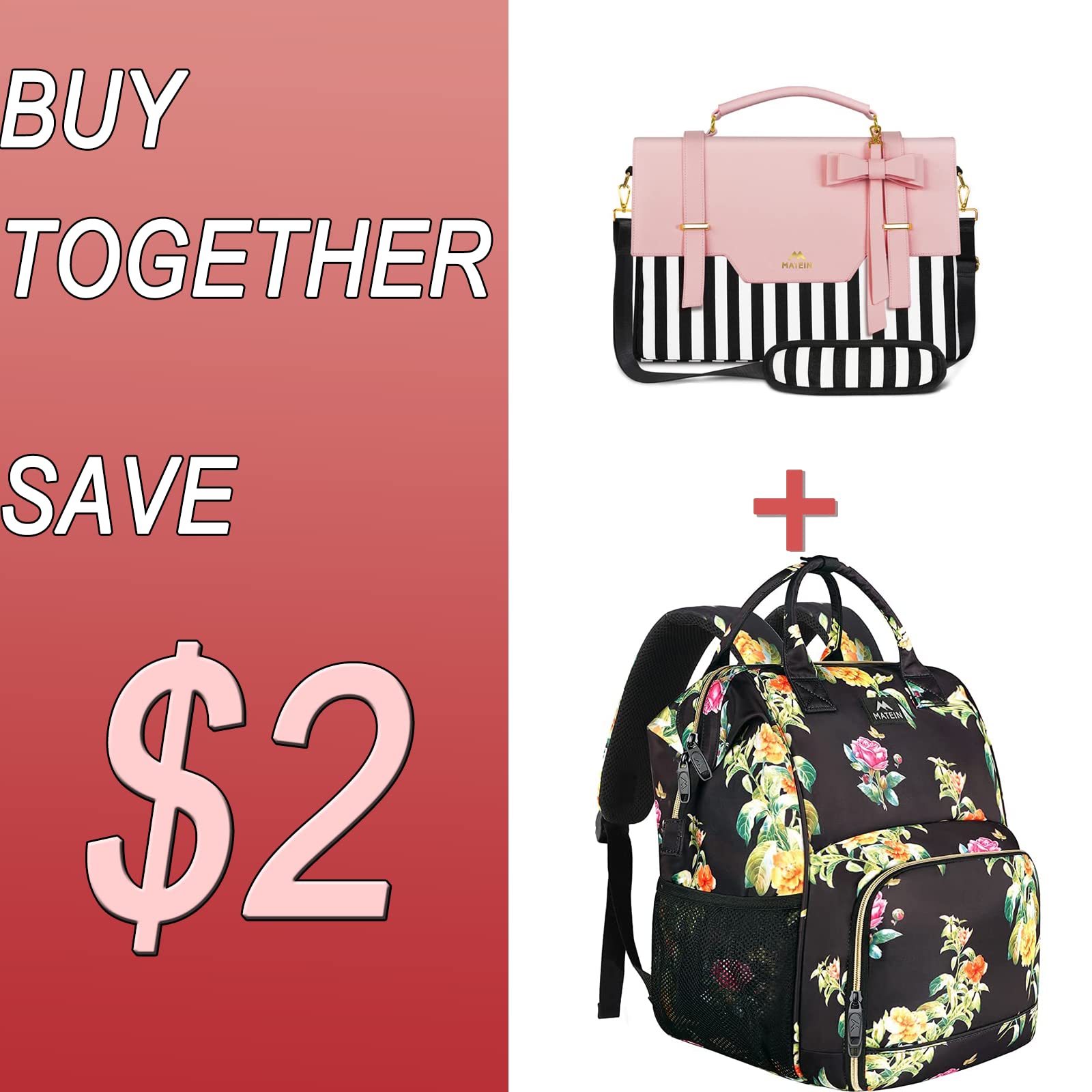 Insulated Women's Lunch Bag & 15.6 Inch Laptop Backpack with USB Port - Stylish Cooler Lunch Box for Work, School & Travel - Slim Computer Briefcase for Women & Girls