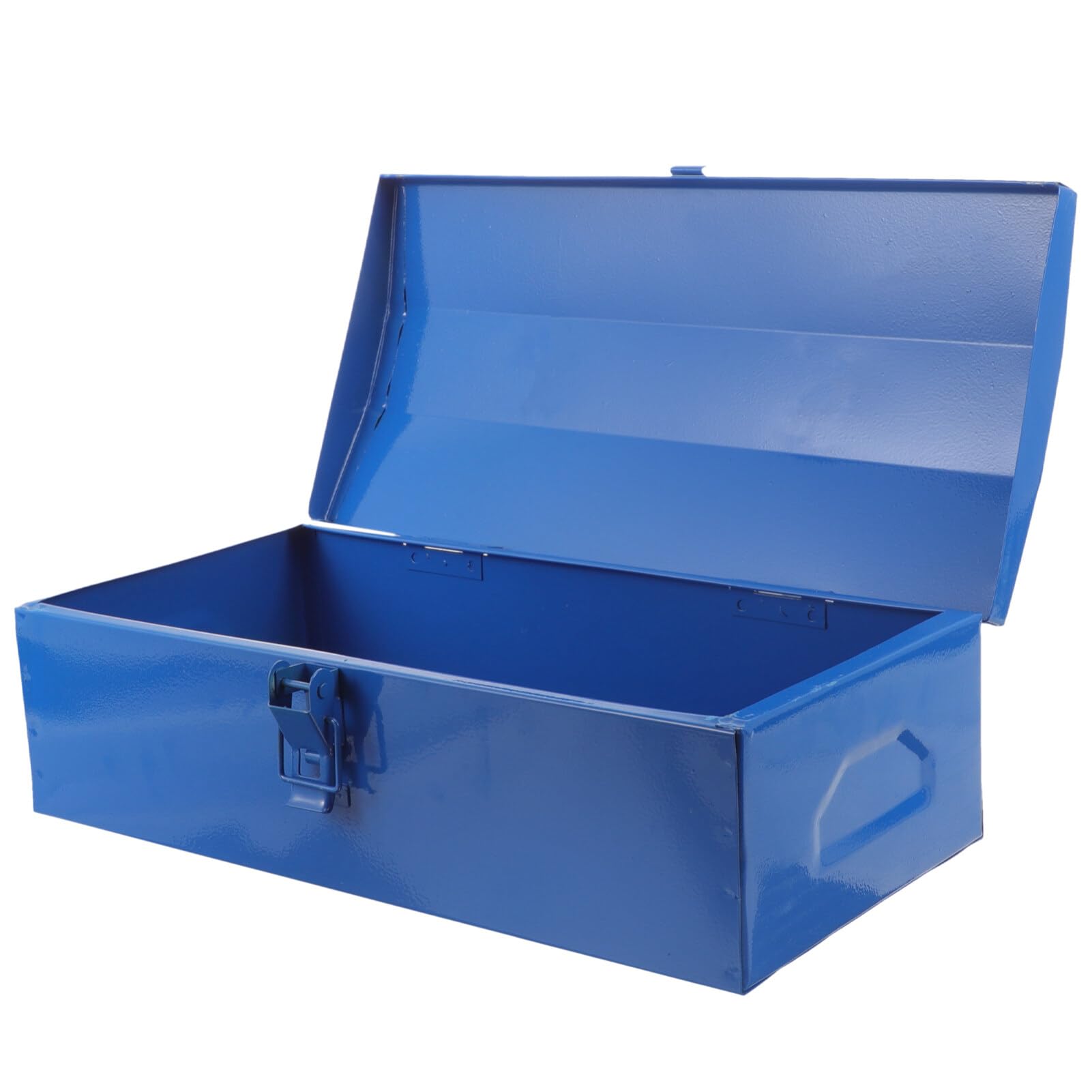 DOITOOL Small Metal Tool Box - Portable Steel Tool Organizer with Hip Roof Design & Secure Metal Latch | Compact 13.95x6.68x4.52 Inch Blue Tool Storage Box for DIY, Home Repair, Car Maintenance & Workshop Organization