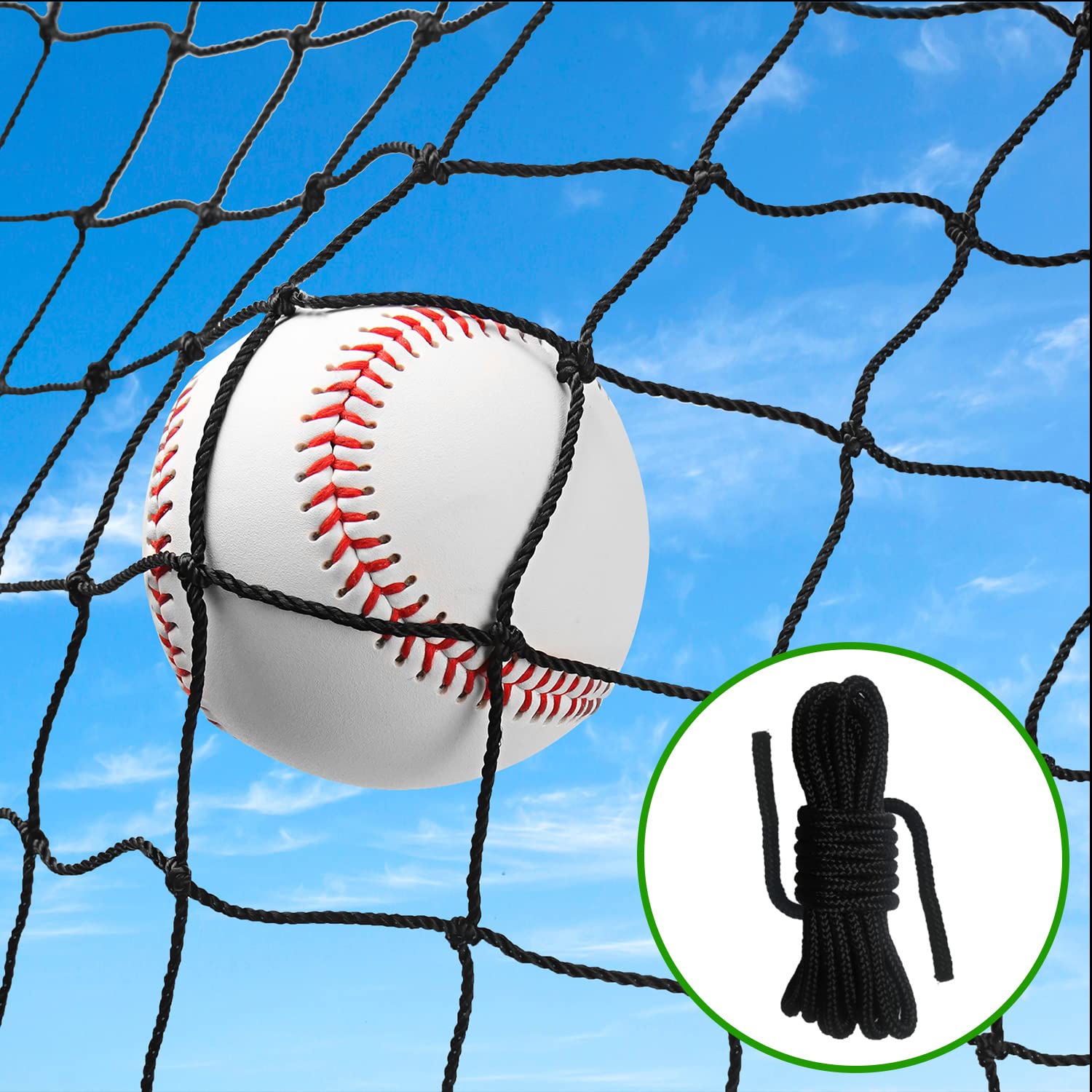 Heavy Duty Baseball Softball Backstop Net - 10'x10', 10'x20', 15'x15' Sports Barrier Netting for Practice & Games | Durable #18 Mesh for Backyard, Field, and Training Use