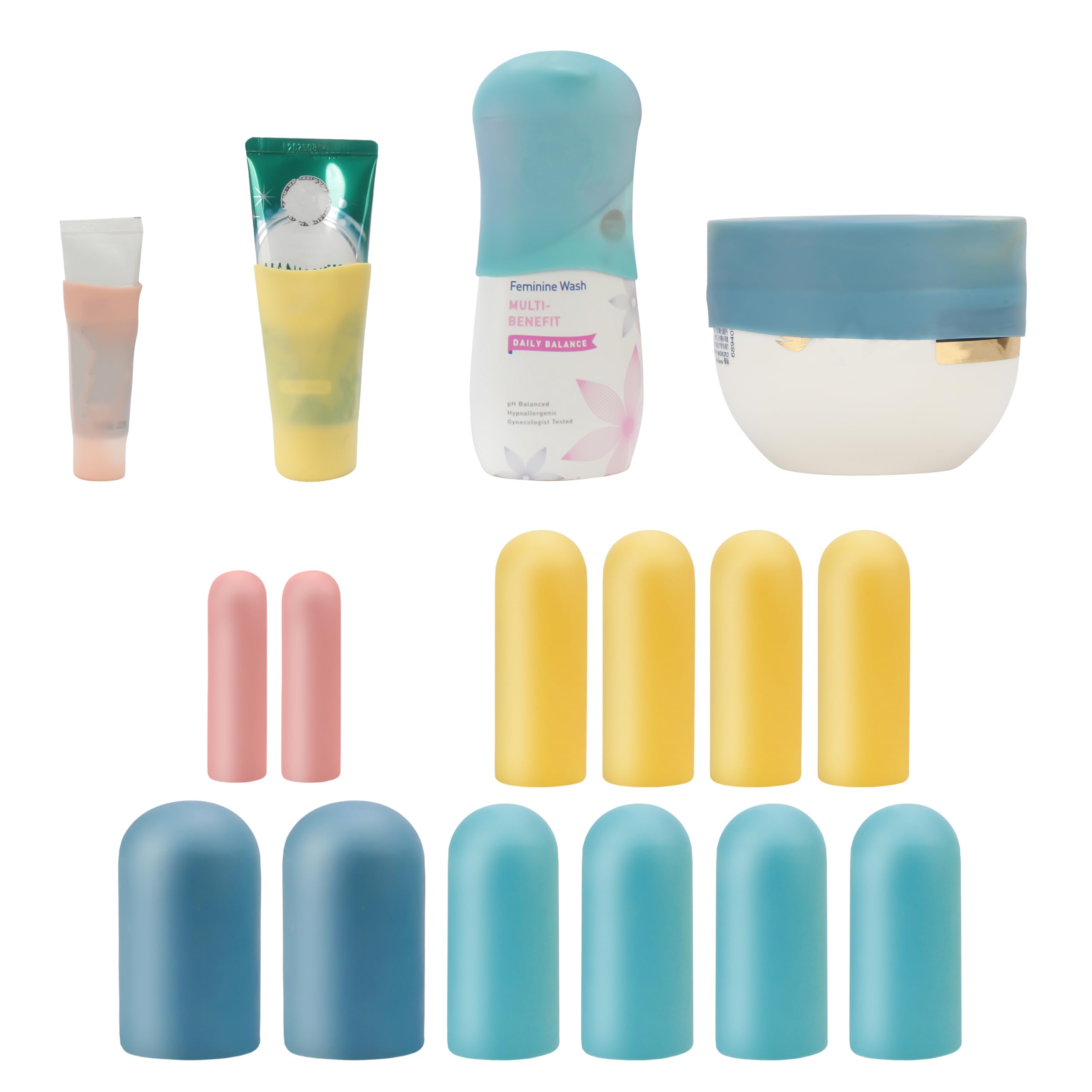 12 Pack Multi-Size Silicone Bottle Covers - Leak-Proof Travel Essentials for Women & Men | Perfect for Cruise Ships, Airplanes & Toiletries Organization | Reusable Elastic Sleeves for Shampoo, Lotion & Cosmetic Bottles