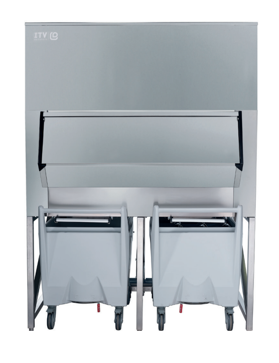 ITV BIN SCD 1800 Double Cart Ice Transport System - 1790lbs Capacity - Compatible with ITV Ice Makers - Perfect for Commercial Kitchens, Restaurants, and Large-Scale Ice Distribution
