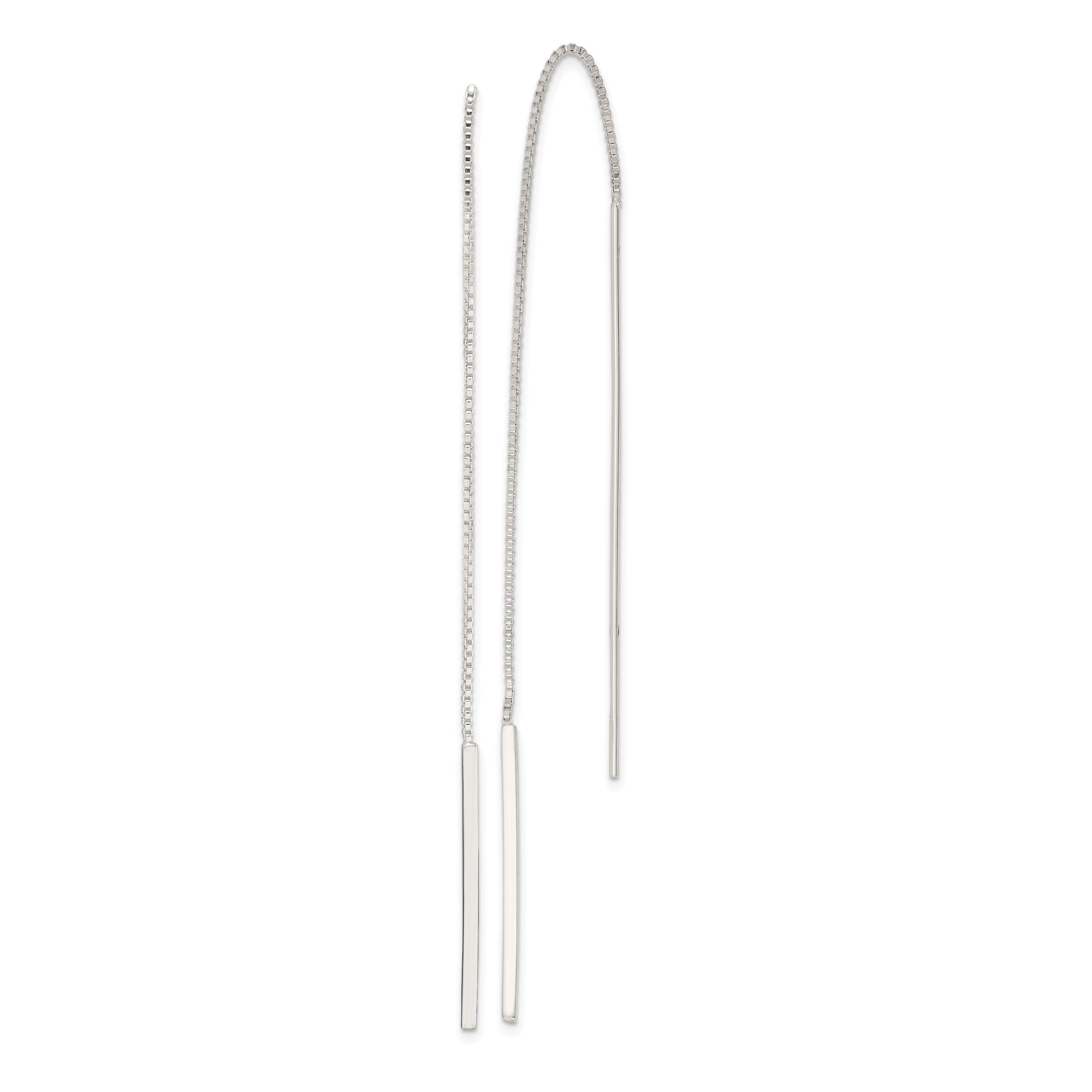 Sterling Silver Bar Threader Earrings for Women - Dainty Minimalist Hoop Earrings for Cartilage, Helix & Lobe Piercing - Perfect for Everyday Wear & Special Occasions