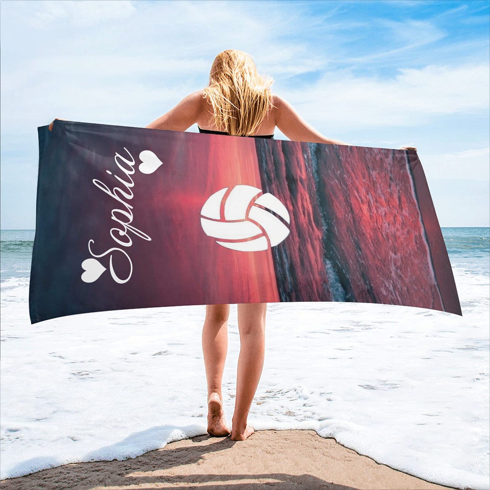 Custom Personalized Sport Ball & Beach Towel - Microfiber Travel Pool Towel with 2-Sided Printing for Women & Men (30