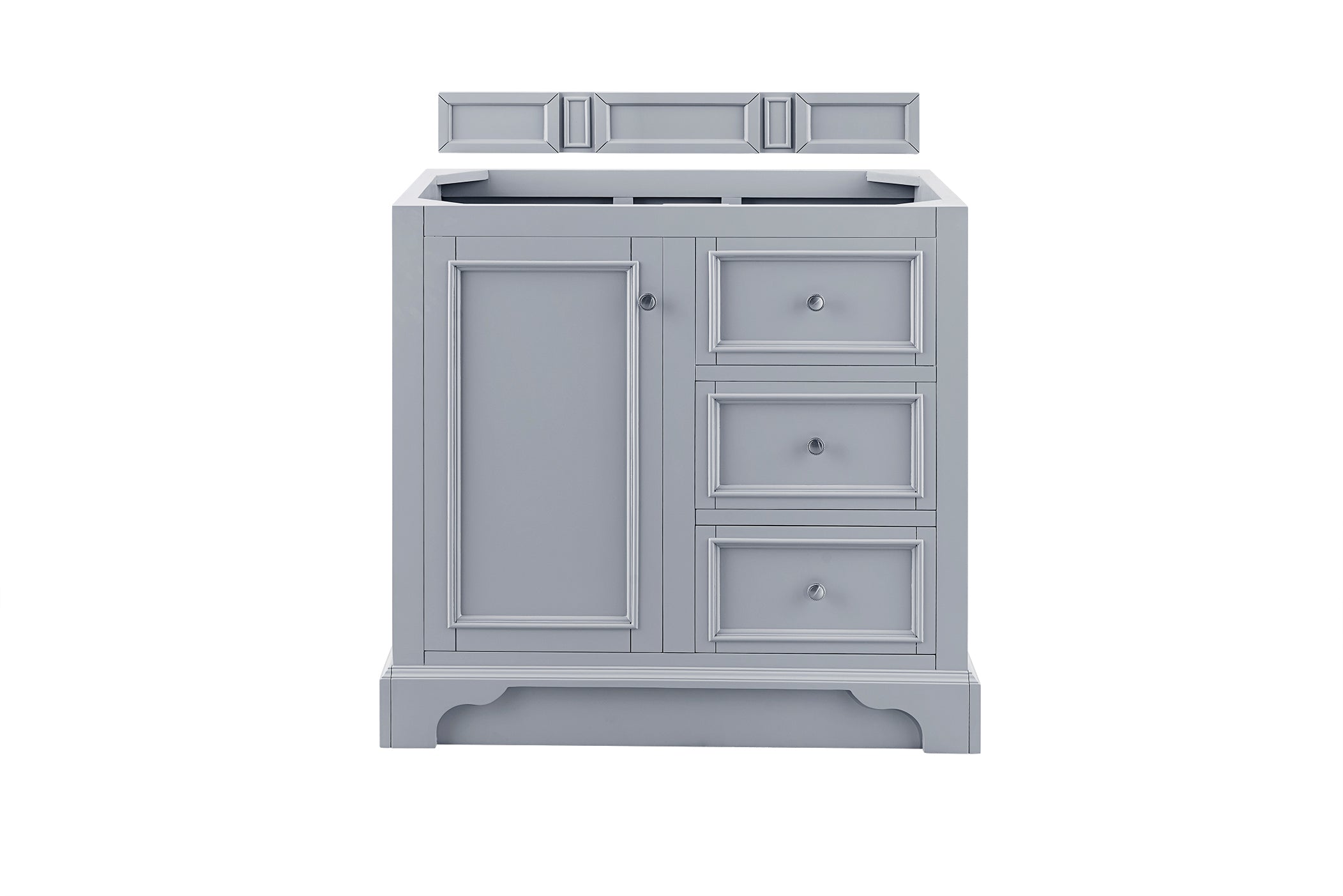 De Soto 36 Inch Single Bathroom Vanity with Sink in Silver Gray - Modern & Space-Saving for Small Bathrooms, Powder Rooms & Guest Baths