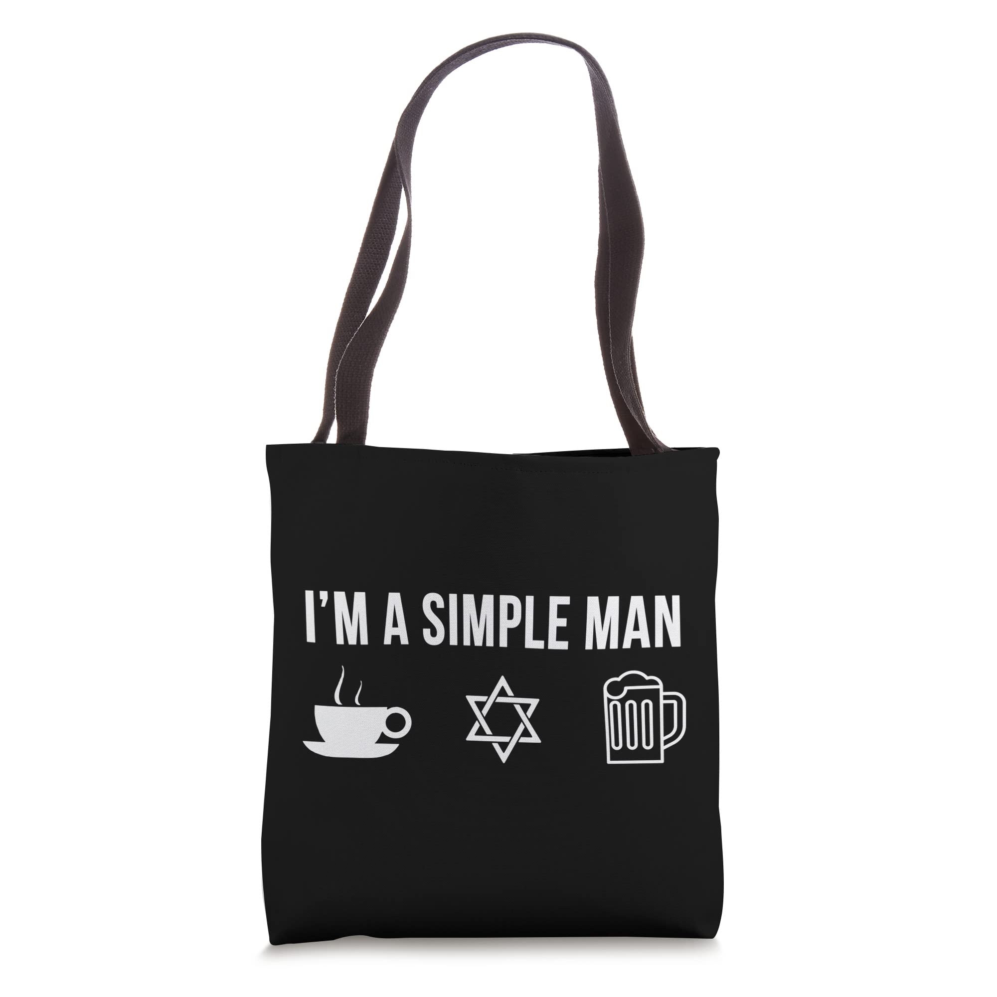 Funny Judaism Simple Man Tote Bag - Reusable Grocery Shopping Bag with Jewish Humor - Perfect for Synagogue, Jewish Events & Daily Use