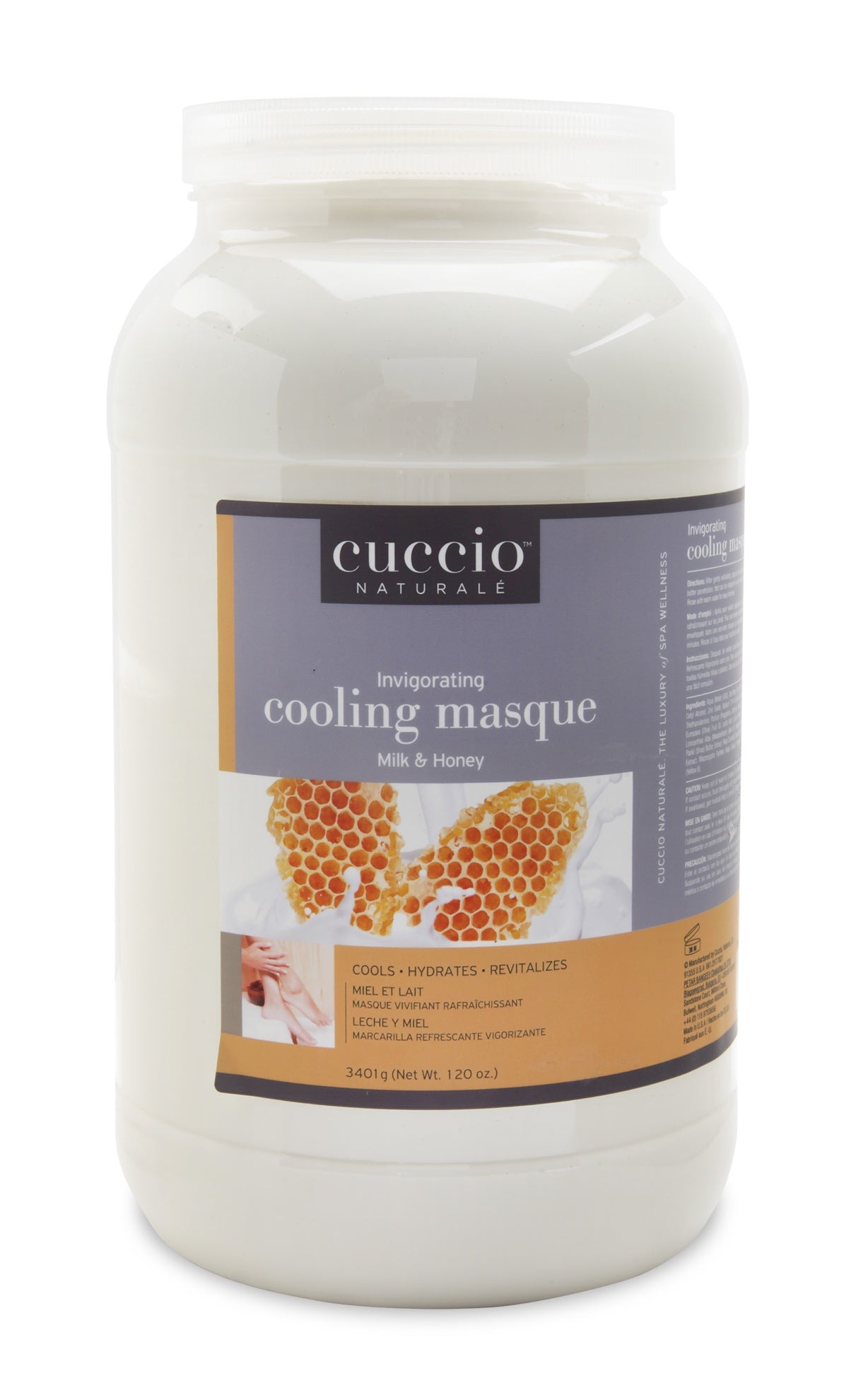 Cuccio Invigorating Cooling Masque - Milk & Honey Scented Deep Conditioning Treatment (120 oz) for Dry & Damaged Hair - Perfect for Salon & At-Home Spa Days