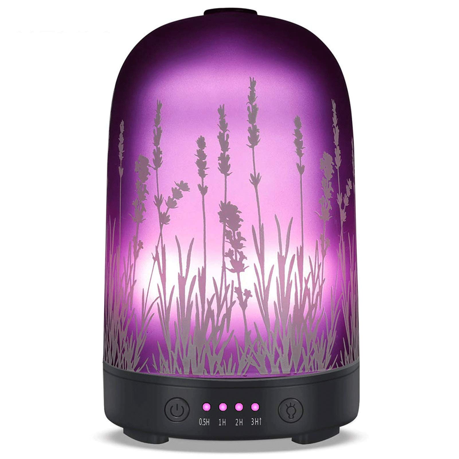 Lavender Ultrasonic Essential Oil Diffuser - 100ml Glass Aromatherapy Humidifier with 7 Color LED Lights for Home, Office, Spa & Yoga Relaxation
