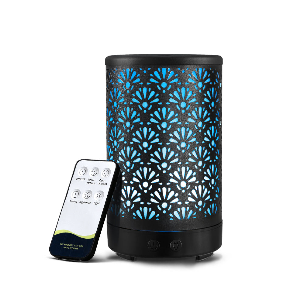 Devanti 100ml Black Aroma Diffuser for Essential Oils - Ultrasonic Aromatherapy Humidifier with LED Lights, Perfect for Home, Office, Yoga & Spa Relaxation