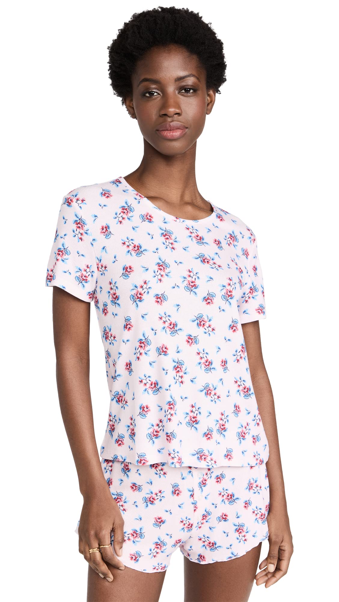 Soft Plush Women's Micro Waffle Floral Pajama Set - Cozy Sleepwear for Lounge & Bedtime Comfort
