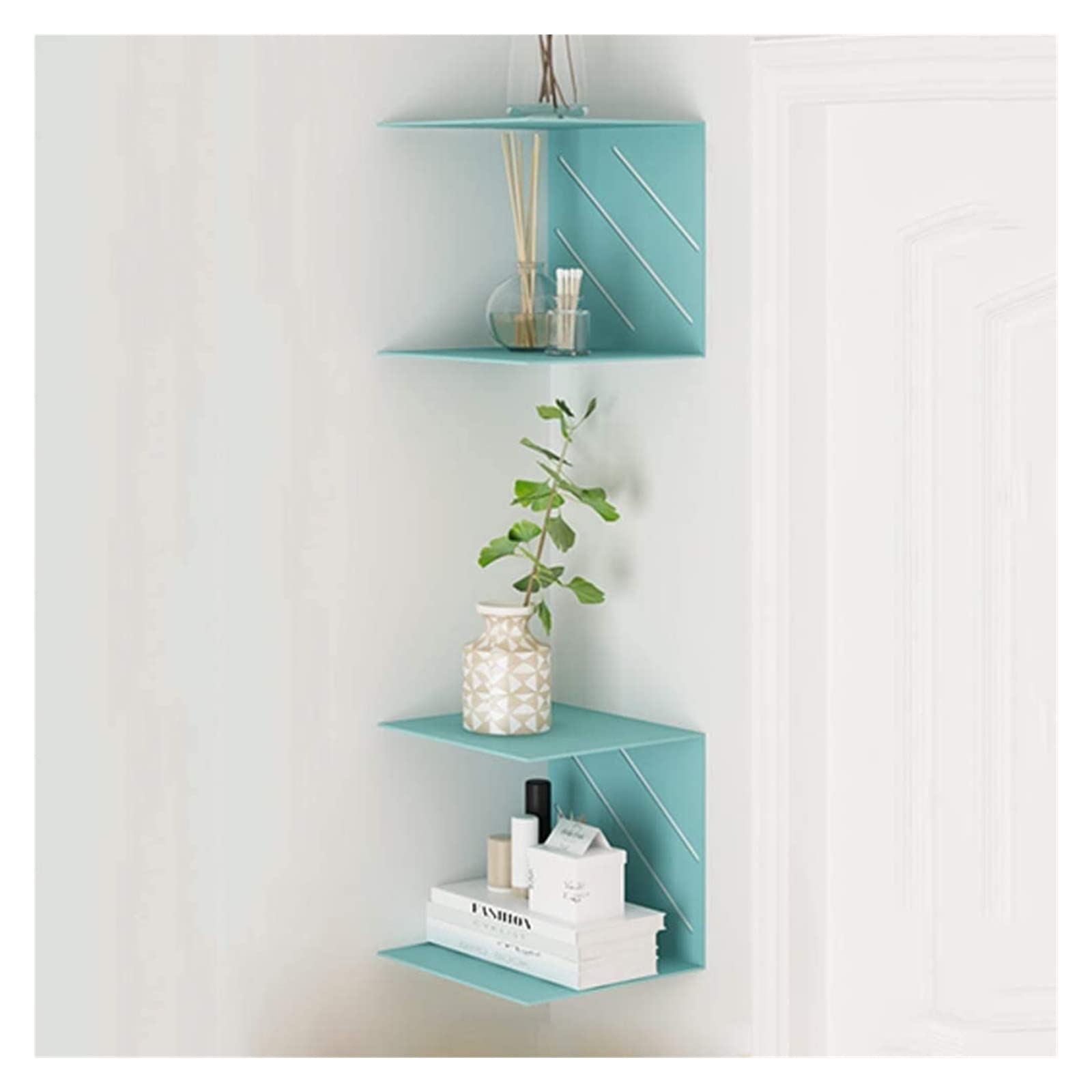 Wrought Iron Corner Shelf - Wall Mounted Decorative Storage Shelf for Books, Plants & Decor | 20x20cm | Perfect for Bedroom, Living Room, Restaurant & Office Spaces
