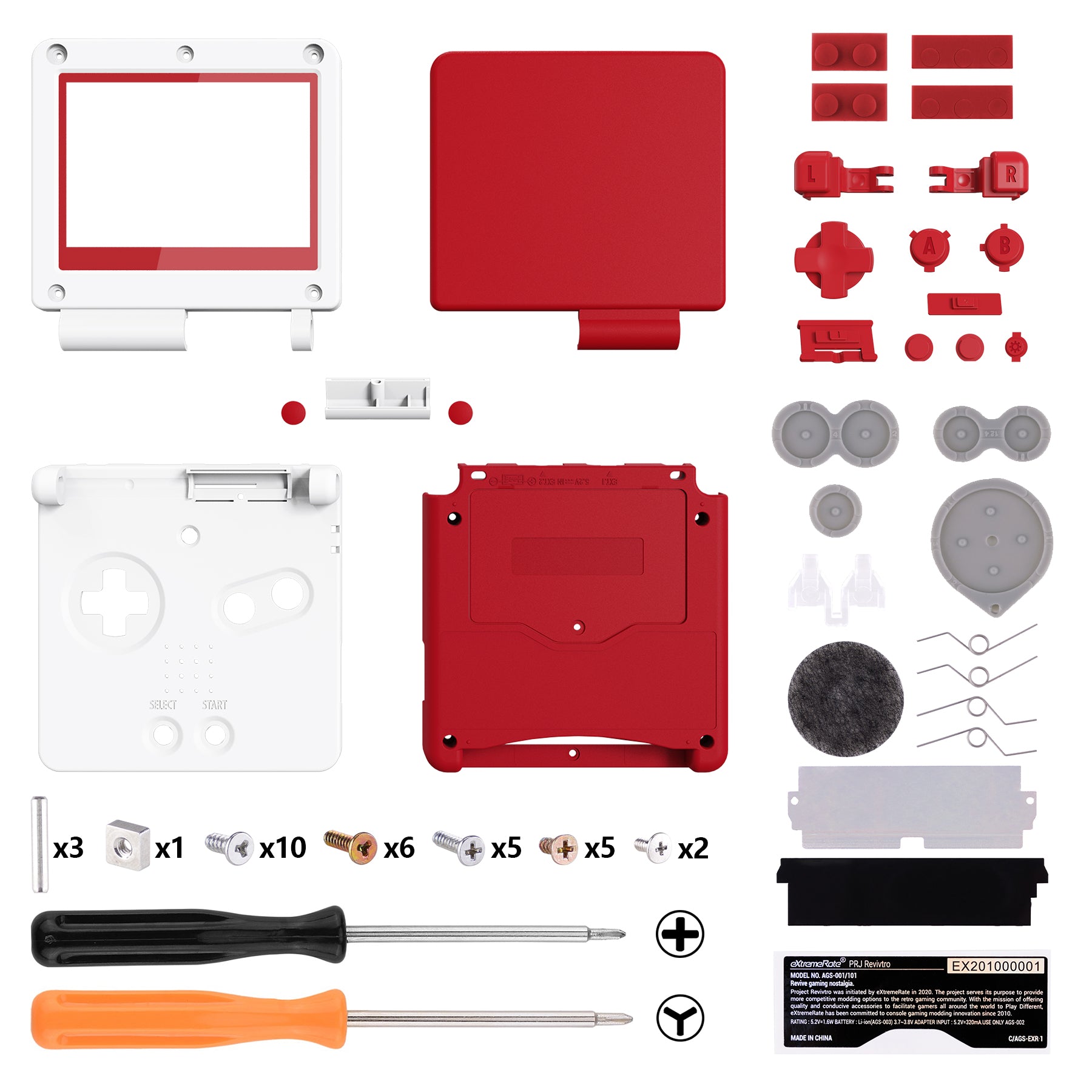 eXtremeRate IPS Ready Upgraded Passion Red & White Custom Replacement Housing Shell for Gameboy Advance SP GBA SP - Compatible with Both IPS & Standard LCD Screens - Perfect for Gaming Enthusiasts & Retro Console Modding - Console & Screen NOT Included ASPP3006